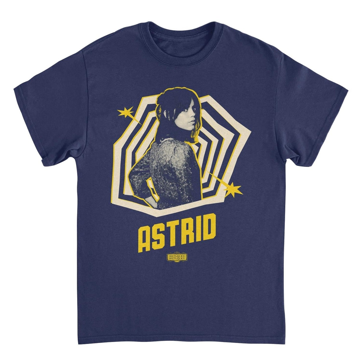 Beetlejuice Astrid Pose Transparent Mens T Shirt Navy Blue Officially Licensed