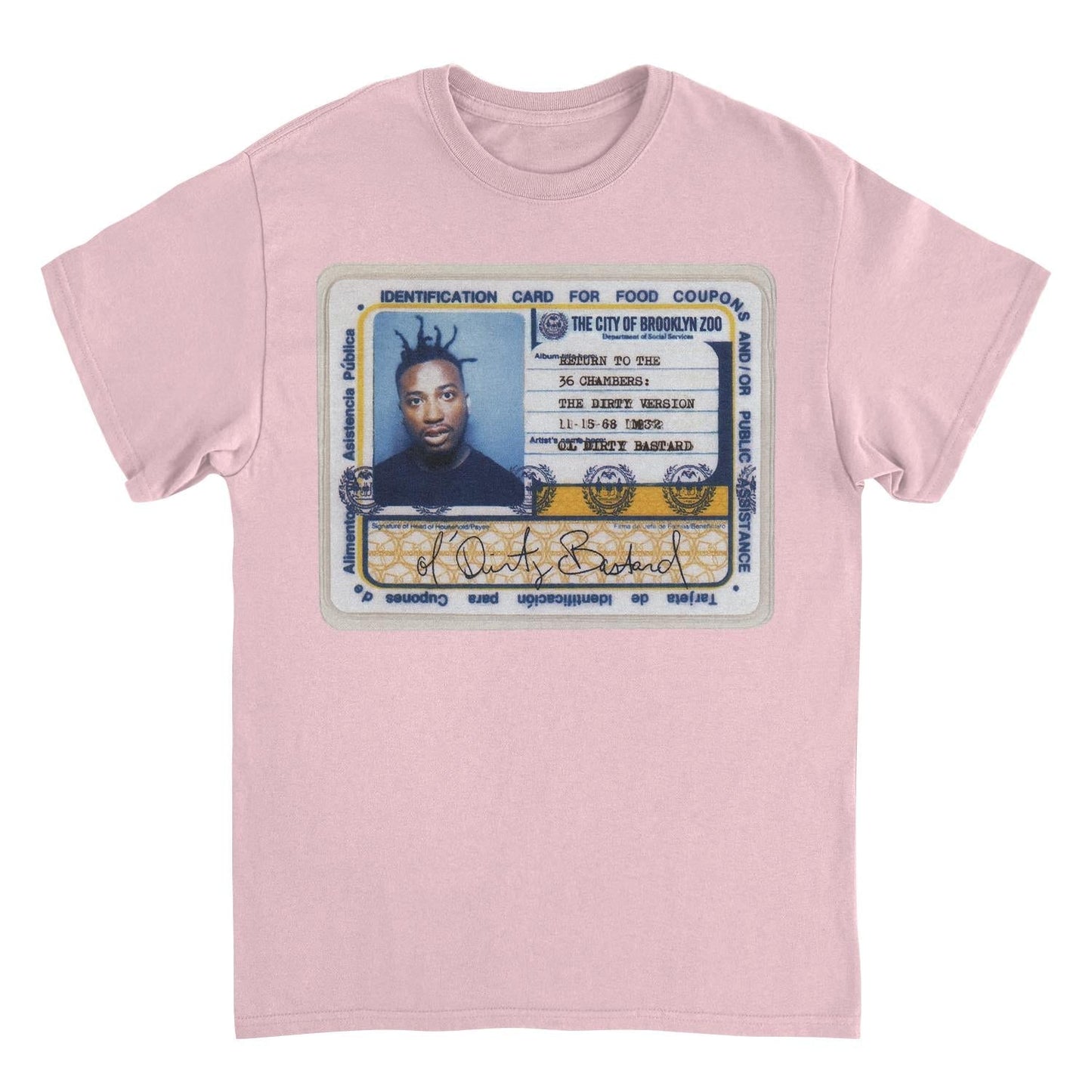 Ol' Dirty Bastard ODB ID Card Mens T Shirt Light Pink