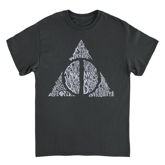 Harry Potter Deathly Hallows Shape White Mens T Shirt Black Officially Licensed