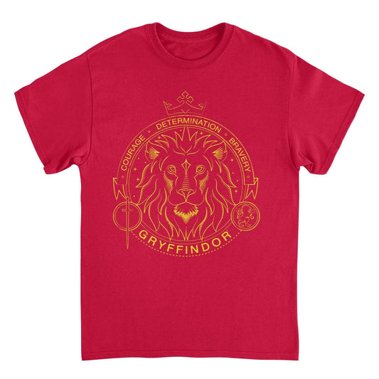 Harry Potter Minimalist Mascot Gryffindor Outline Mens T Shirt Red Officially Licensed