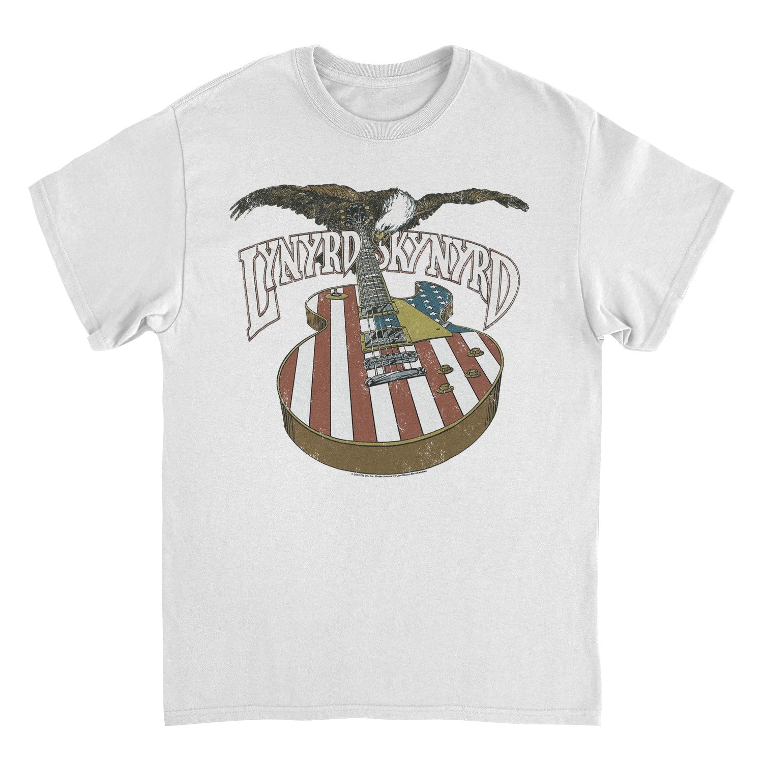 Lynyrd Skynyrd American Guitar And Eagle T Shirt White Officially Licensed