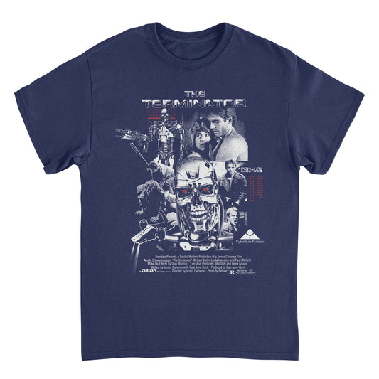 Terminator Movie Collage Mens T Shirt Navy Blue Officially Licensed