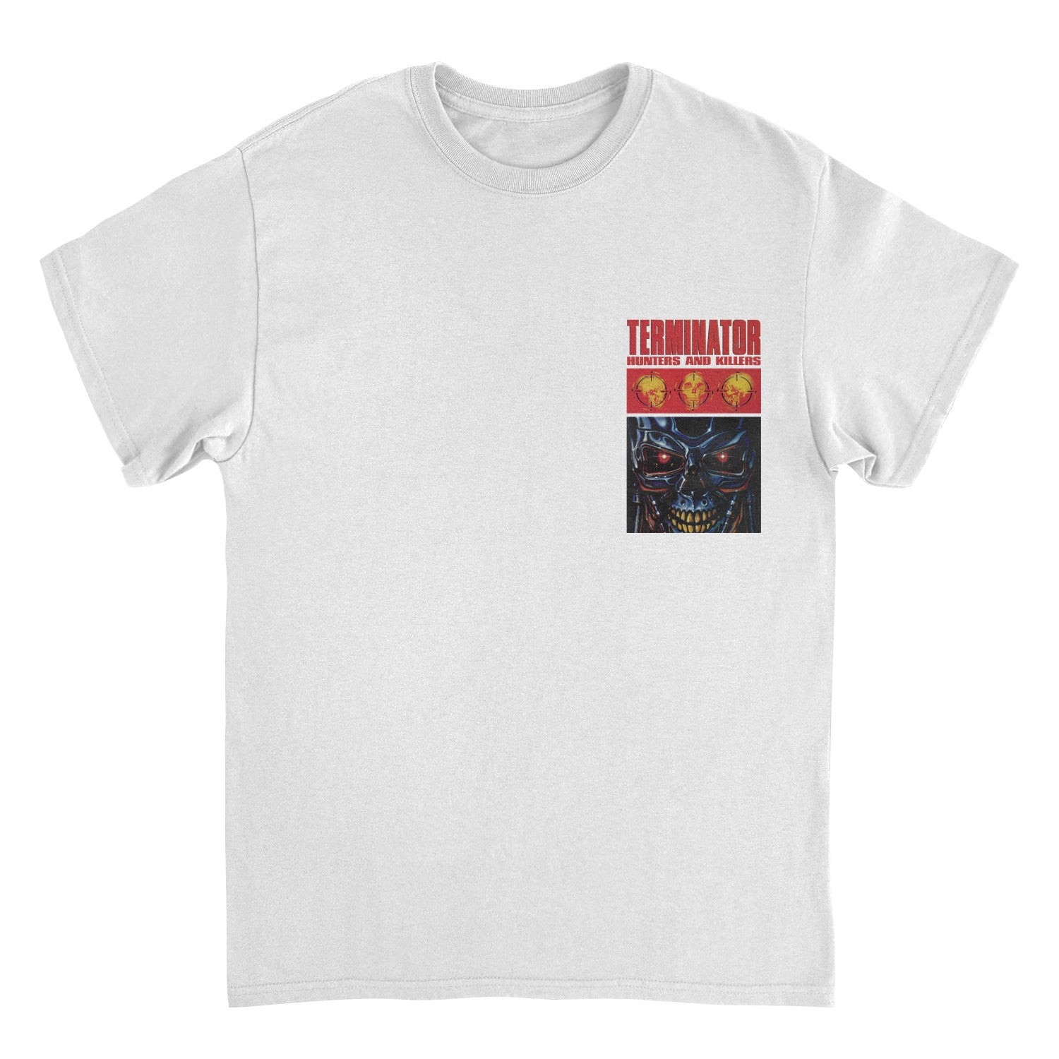 Terminator Hunters and Killer Left Chest Print Mens T Shirt White Officially Licensed