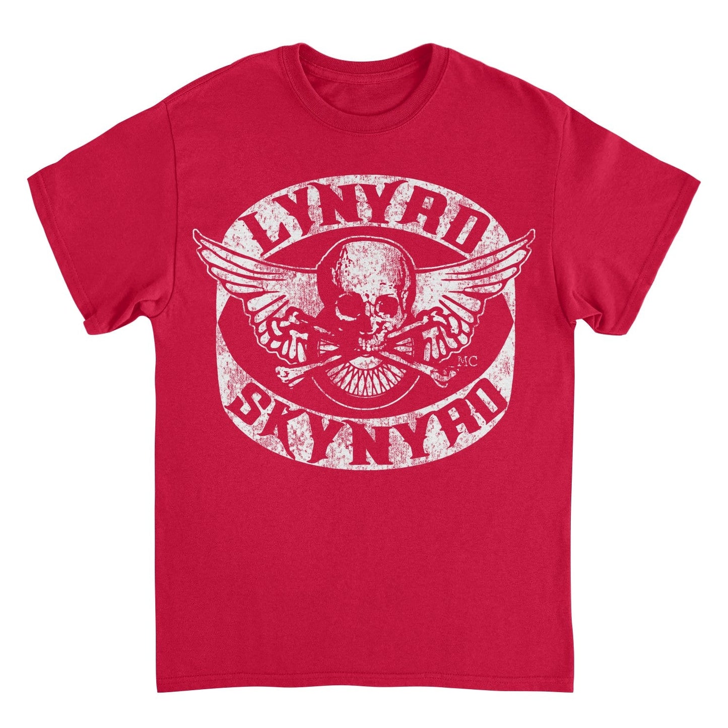 Lynyrd Skynyrd Skull White Mens T Shirt Red Officially Licensed