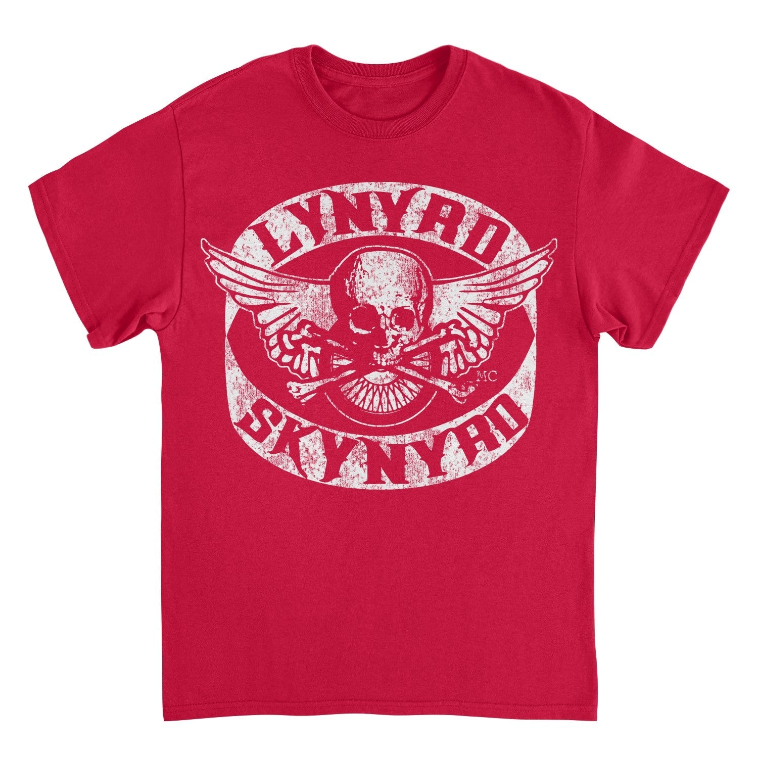 Lynyrd Skynyrd Skull White Mens T Shirt Red Officially Licensed