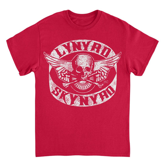 Lynyrd Skynyrd Skull White Mens T Shirt Red Officially Licensed