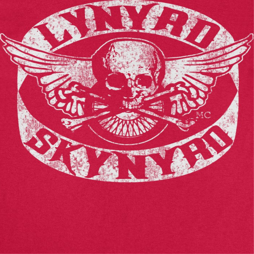 Lynyrd Skynyrd Skull White Mens T Shirt Red Officially Licensed