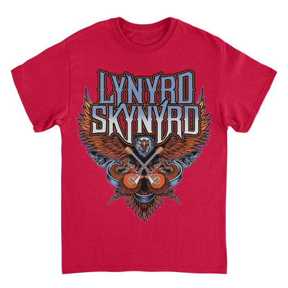 Lynyrd Skynyrd Eagle Guitar Mens T Shirt Red Officially Licensed