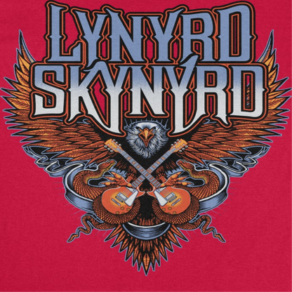 Lynyrd Skynyrd Eagle Guitar Mens T Shirt Red Officially Licensed