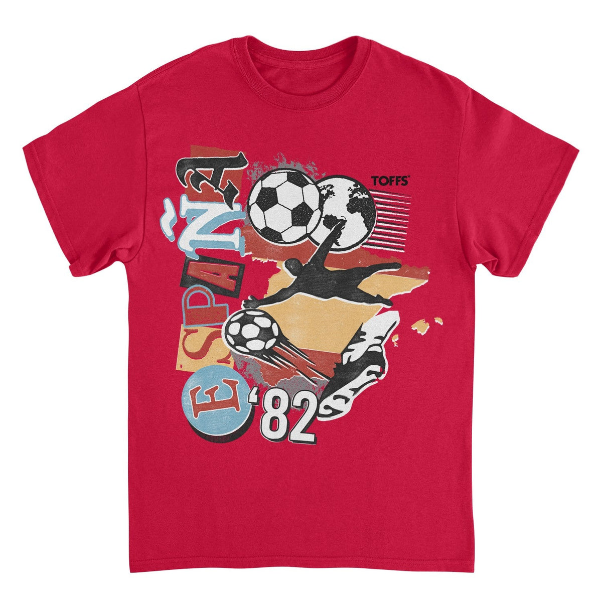 Toffs Retro Soccer Futbol Espana Mens T Shirt Red Officially Licensed