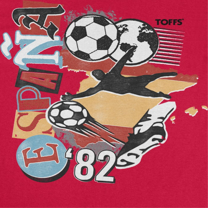 Toffs Retro Soccer Futbol Espana Mens T Shirt Red Officially Licensed