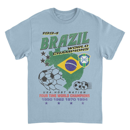 Toffs Retro Soccer Futbol Brazil World Mens T Shirt Light Blue Officially Licensed