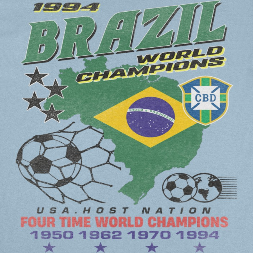 Toffs Retro Soccer Futbol Brazil World Mens T Shirt Light Blue Officially Licensed