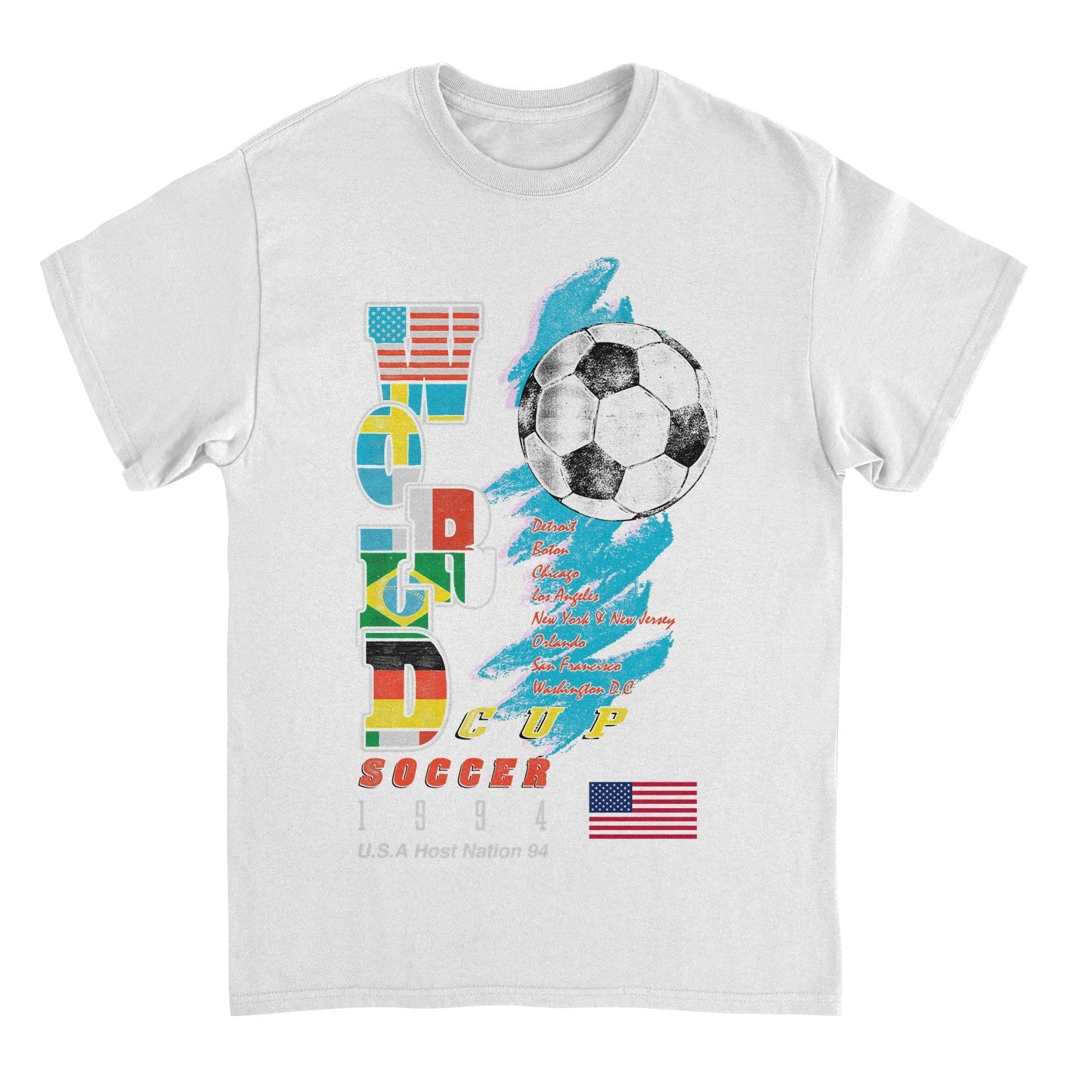 Toffs Retro Soccer Futbol World Soccer Cup Mens T Shirt White Officially Licensed