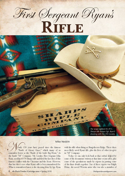 Black Powder Cartridge News - Spring 2026: First Sergeant Ryan’s Rifle, Tin Oxide Scale on Cast Bullets, Securing Buffalo Meat For Winter, .22 Rimfire Accuracy Guide, Reloading Hacks & More!