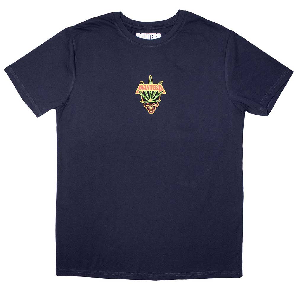 Pantera Mini Leaf Skull Mens T Shirt Navy Blue Officially Licensed