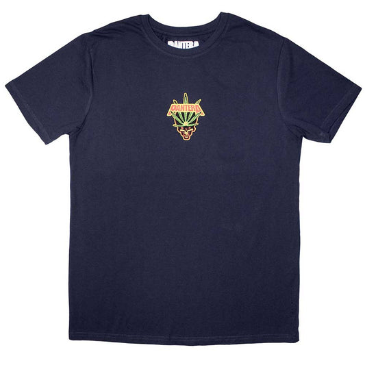 Pantera Mini Leaf Skull Mens T Shirt Navy Blue Officially Licensed