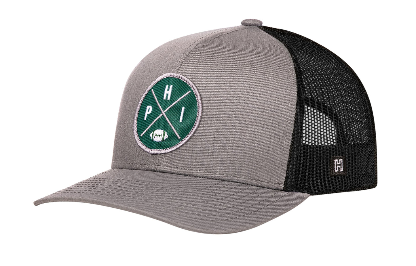 Philadelphia Trucker Hat  |  Black PHI X Football Snapback