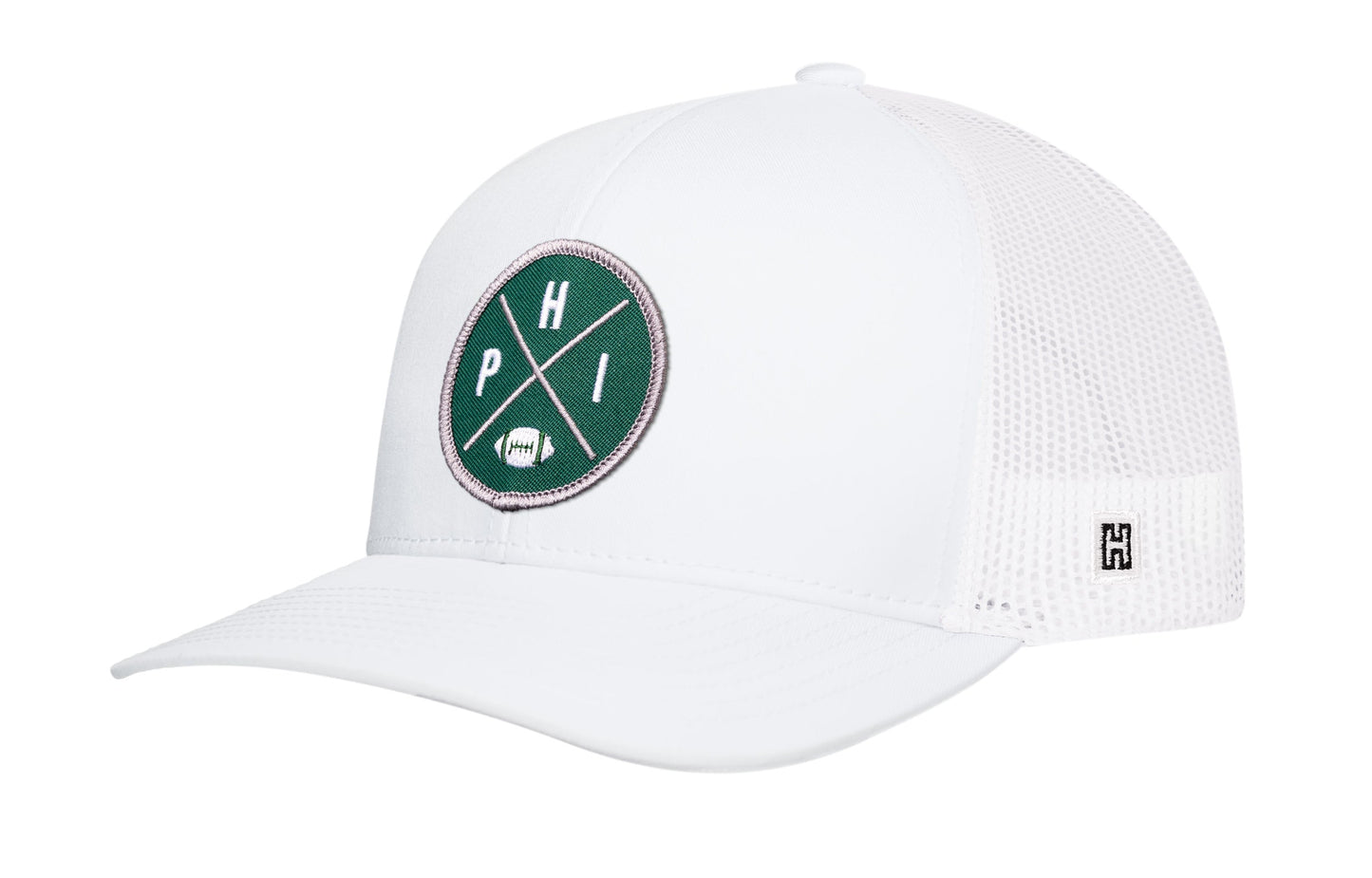 Philadelphia Trucker Hat  |  Black PHI X Football Snapback
