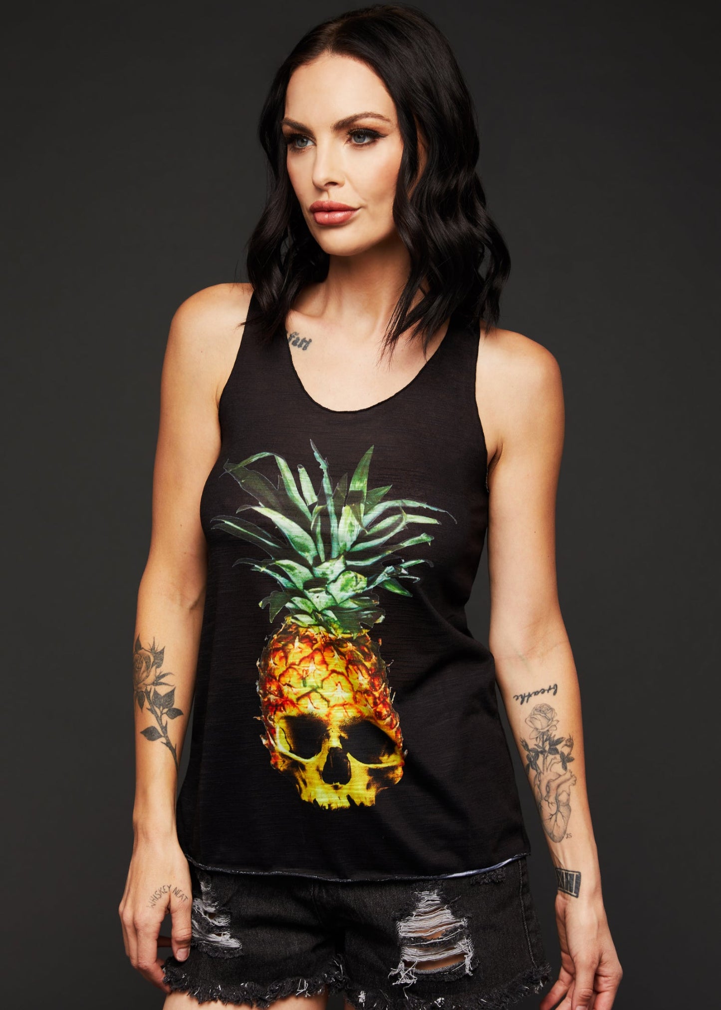 Pina Skulllada Pineapple Skull Loose Fit Tank Top