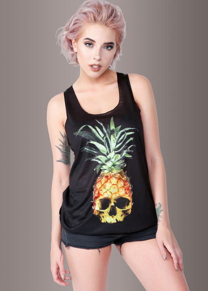 Pina Skulllada Pineapple Skull Loose Fit Tank Top