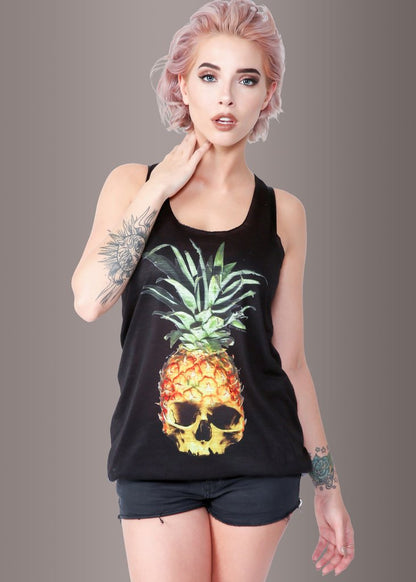 Pina Skulllada Pineapple Skull Loose Fit Tank Top