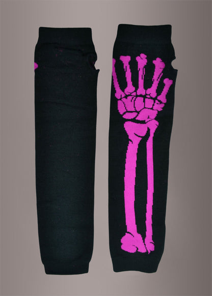 Black and Pink Skeleton Arm Warmers