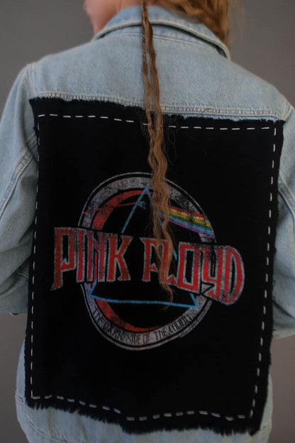 Pink Floyd Hand Stitched Womens Blue Denim Jacket