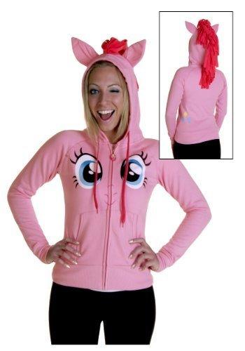 Pinkie Pie Face Juniors Pink Costume Hoodie with Mane