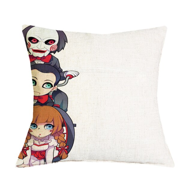 Scary Print Throw Pillow Cover