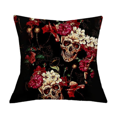 Floral Skull Print Throw Pillows Cover