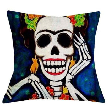 Scary Skull Printed Cushion Cover