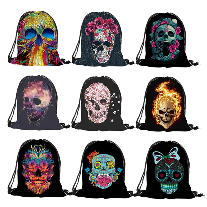 Punk Women Drawstring Bags Backpack Halloween