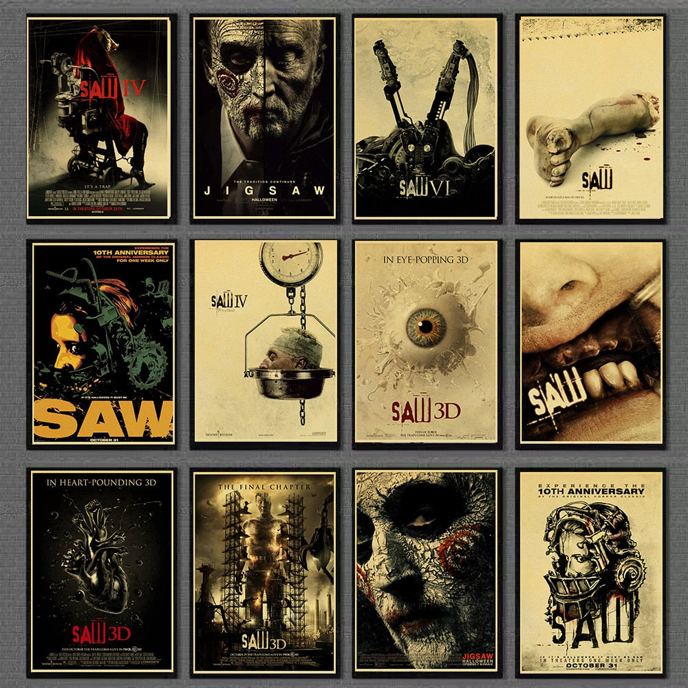 Vintage Saw Classic Horror Movie Poster