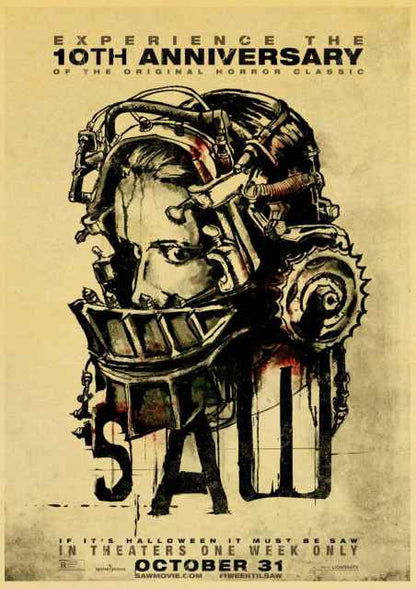 Vintage Saw Classic Horror Movie Poster
