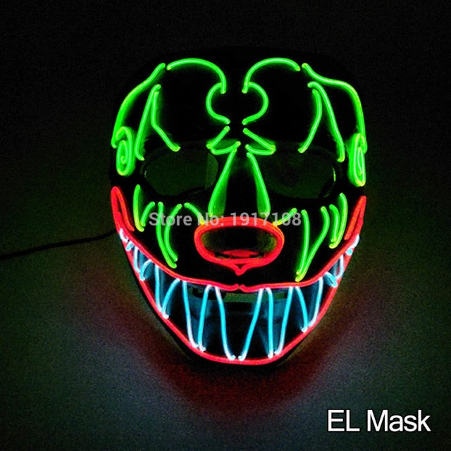 LED Neon Light Horror Masks Set
