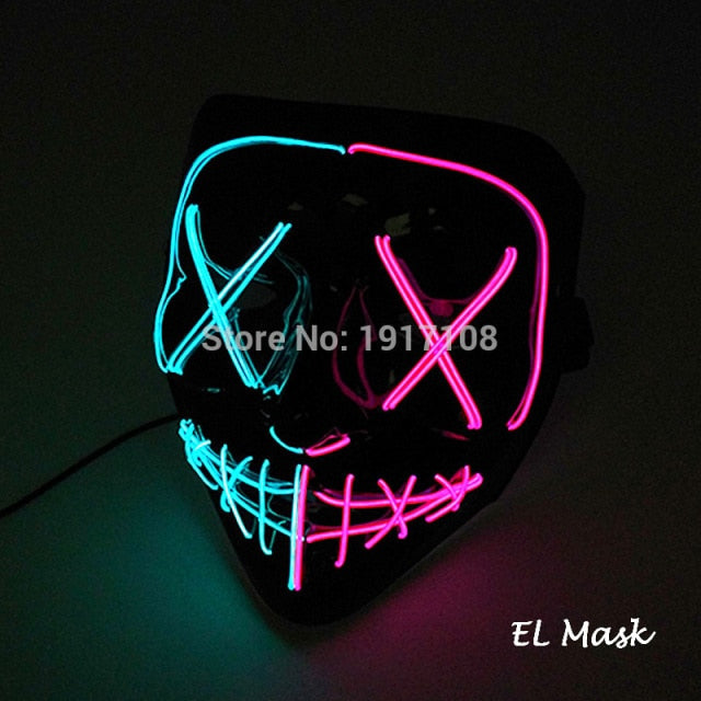 LED Neon Light Horror Masks Set
