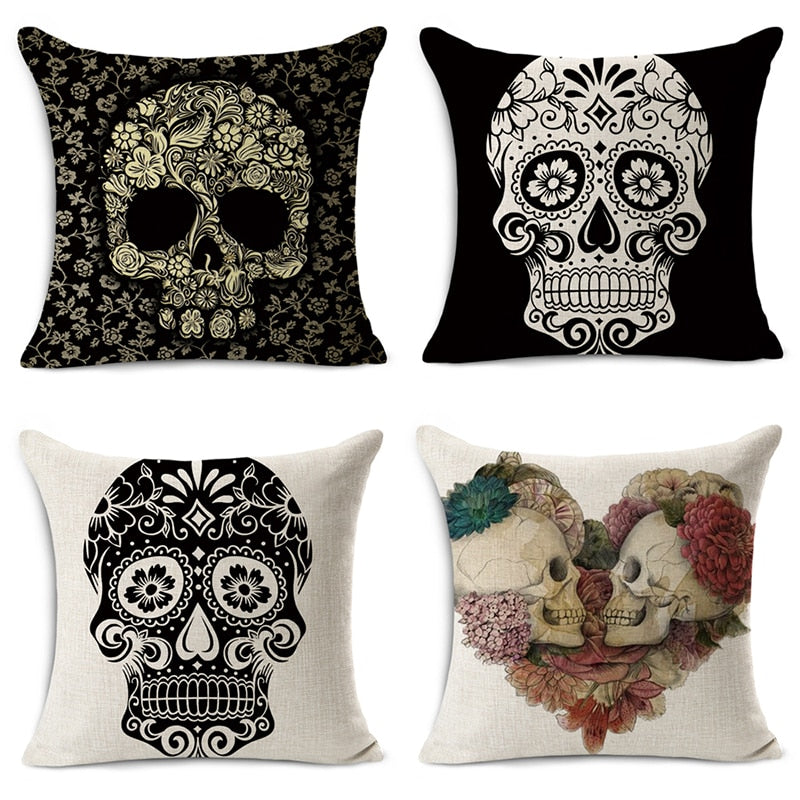 Mexican Style Cushion Covers Skull Pattern