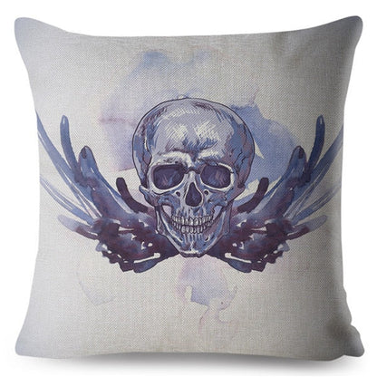 Flower Skull Print Cushion Covers