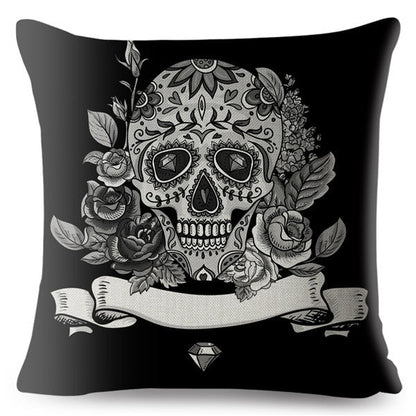 Flower Skull Print Cushion Covers
