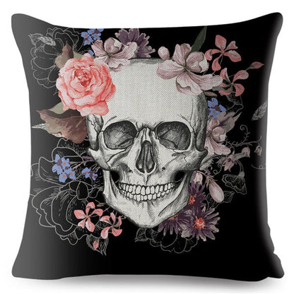 Flower Skull Print Cushion Covers
