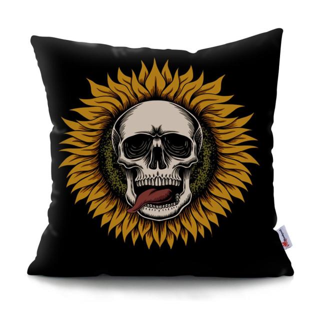 Skull Head Flowers Print Cushion Cover Throw Pillows Covers