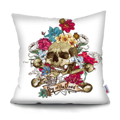 Skull Head Flowers Print Cushion Cover Throw Pillows Covers