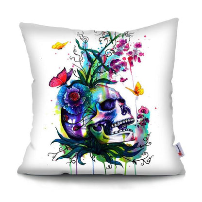 Skull Head Flowers Print Cushion Cover Throw Pillows Covers