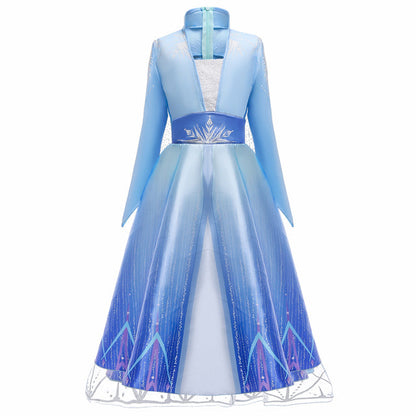Princess Girls Elsa Cosplay Halloween Dress