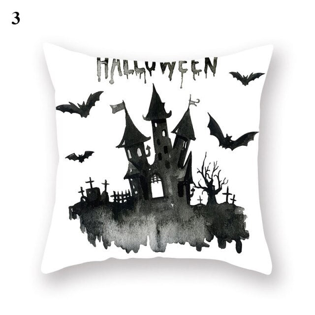 Halloween Series  Peach Skin Pillowcase Black White Skull