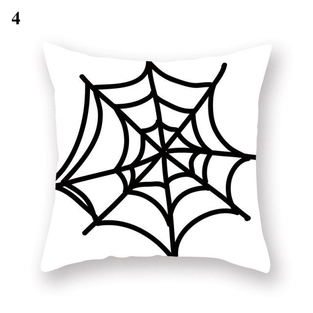 Halloween Series  Peach Skin Pillowcase Black White Skull