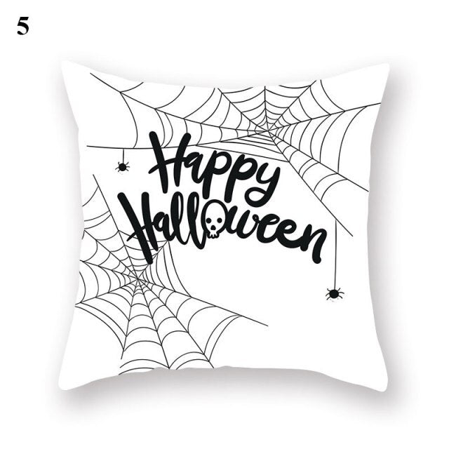 Halloween Series  Peach Skin Pillowcase Black White Skull