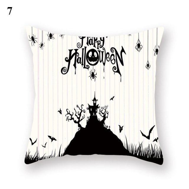 Halloween Series  Peach Skin Pillowcase Black White Skull