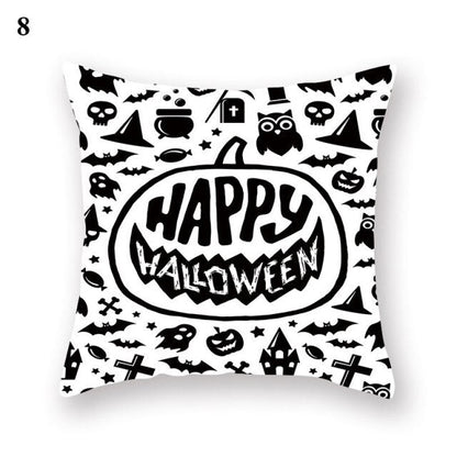 Halloween Series  Peach Skin Pillowcase Black White Skull